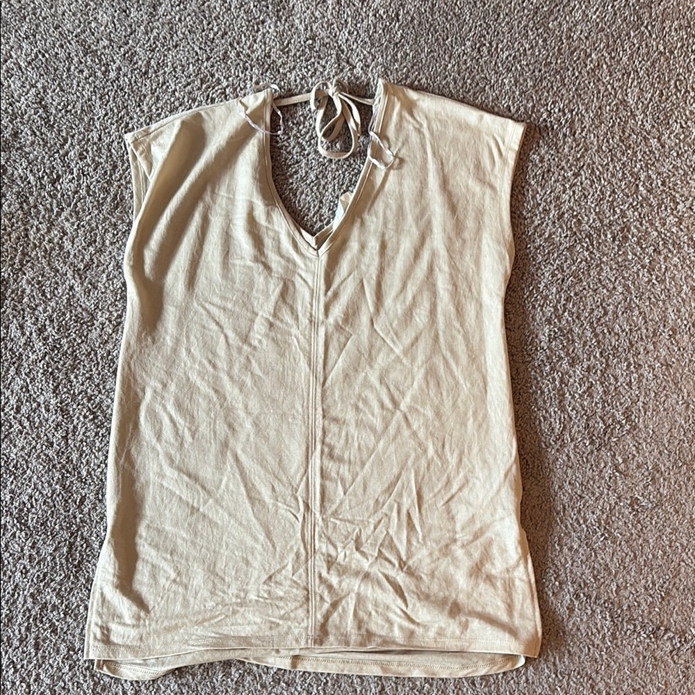 Primark Cream Tie Front Backless Tank Top